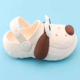 Oh! Pair Slip On Clogs With Back Strap Closure & Kitty Applique - White image 4