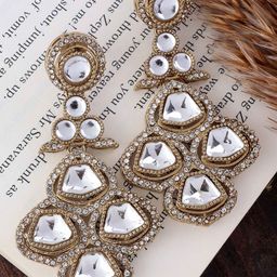 SHONA'S STYLE Brass-Plated Zircon Studded Circular Shaped Drop Earrings-image-65
