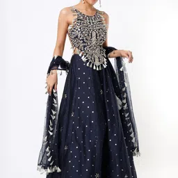 Payal Singhal Embroidered Thread Work Ready to Wear Lehenga & Blouse With Dupatta-image-70