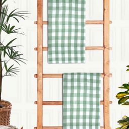 Aura Green & White 2 Pieces Printed Cotton 210 GSM Bath Towel-image-91
