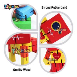Toyshine Wooden My First Robot Deformation Elastic Robot - Red image 5