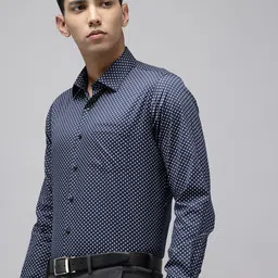 Van Heusen Slim Fit Opaque Micro or Ditsy Printed Pure Cotton Formal Shirt-picture-29