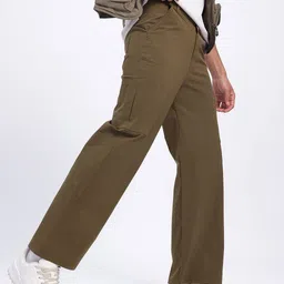glitchez Men Versatile Aesthetics Mid-Rise Parachute Fit Cargo-Style Trousers-image-7