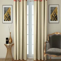 Swayam Polyster Printed Blackout Plain Dyed Design Single Piece 9 ft Long door Curtain, Dark brown-70