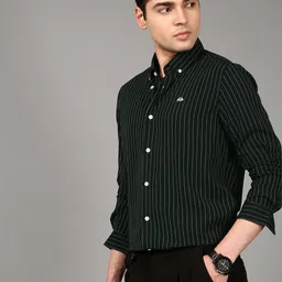 British Club Comfort Slim Fit Striped Spread Collar Casual Shirt-image-36