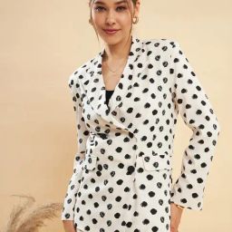 KASSUALLY Black & White Printed Blazer-image-30