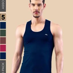 Lux Nitro Cotton Regular Fit Solid Vest (Pack of 5)-picture-17