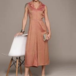 aarke Ritu Kumar Rust Solid Printed Jumpsuit-18