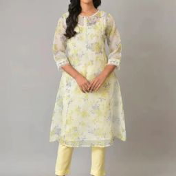 W White Printed A Line Kurta-image-65