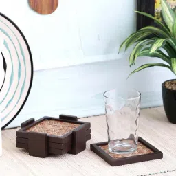 VarEesha Beige & Brown Engineered Wood Coasters - Set of 4-32