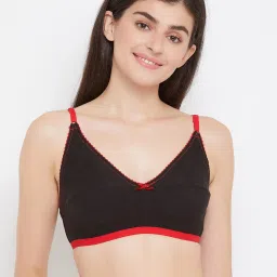 Clovia Black & Red Non Wired Non Padded Full Coverage Bra image 1