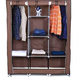 Shopper52 Fancy and Portable Fabric Collapsible Foldable Clothes Wardrobe Storage Rack 88130A-BR-picture-25
