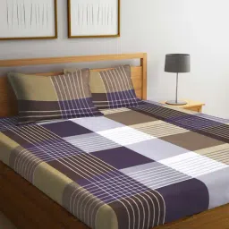Klotthe Purple & Brown Polyester 210 TC Bed Sheets Set-image-117