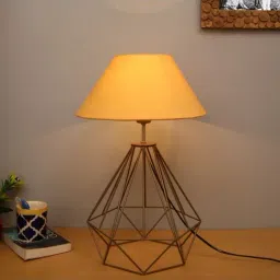 Homesake Yellow & Gold Metal Table Lamp With Light Bulb - Set of 1-20