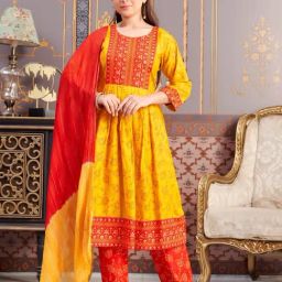 Aarika Girls Yellow Printed Kurti-image-47