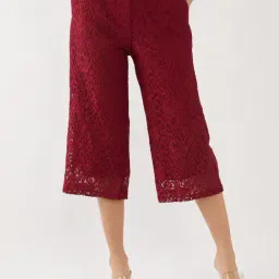 Zink London Maroon Lace Culottes-image-99