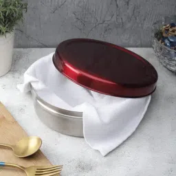 VarEesha Red Stainless Steel Chapati Box with Lid - Set of 1-image-92