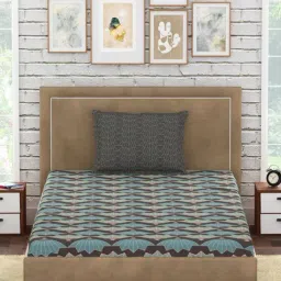 Petal Home Suzhou Floral Grey 300 TC Cotton Single Bed Sheet with 1 Pillow Cover-image-31