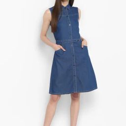 StyleStone Blue Regular Fit Shirt Dress-image-99