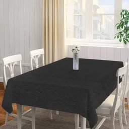 Klotthe Solid Black 300 TC Cotton Rectangle 6-Seater Table Cover-image-78