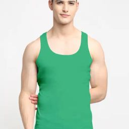 Friskers Green Cotton Slim Fit Vest-image-5