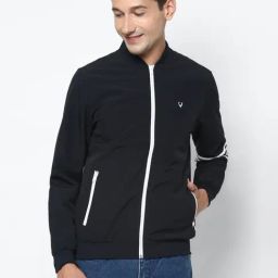 Allen Solly Navy Blue Regular Fit Striped Jacket-image-23