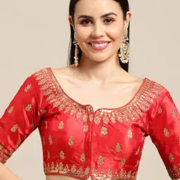 Satrani Red Embroidered Padded Blouse-image-99