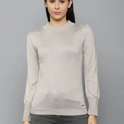 Allen Solly Grey Cotton Solid Sweater-13