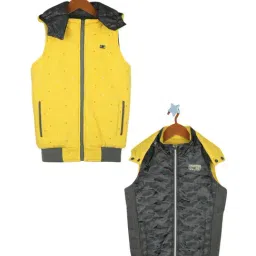 Monte Carlo Kids Olive & Yellow Printed Reversible Jacket-image-14
