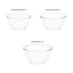 Borosil Select Transparent Glass Serving & Mixing Bowl with Blue Lid - Set of 3 image 2