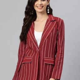 Cottinfab Maroon Striped Blazer-picture-46