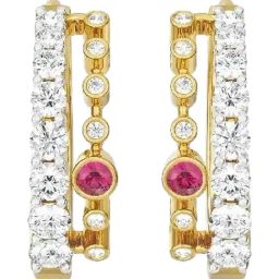 EMORI 18k (750) Yellow Gold Zoya Diamond Hoops for Women-image-42