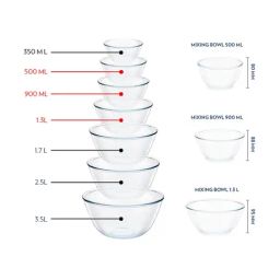 Borosil Select Transparent Glass Serving & Mixing Bowl with Blue Lid - Set of 3 image 3