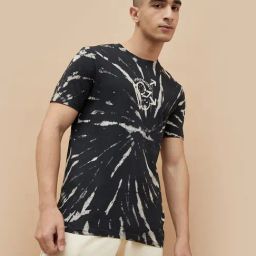 Smileyworld Black Regular Fit Printed T-Shirt-image-14