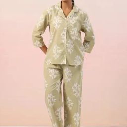 SAY Beige Printed Pyjamas Set-picture-6