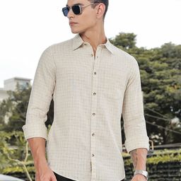 Thomas Scott Classic Slim Fit Checked Spread Collar Casual Shirt-picture-33