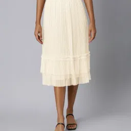 SHOWOFF Cream Solid Skirt-image-27