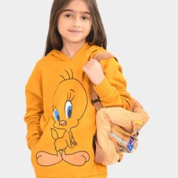 Bonkids Girls Tweety Printed Hooded Cotton Pullover Sweatshirt-image-21