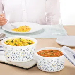 Larah by Borosil Multicolor Opalware Storage Bowls with Lids - Set of 2 image 1