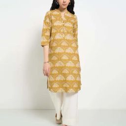 Rangmanch by Pantaloons Amber Yellow Printed Kurtas-image-17