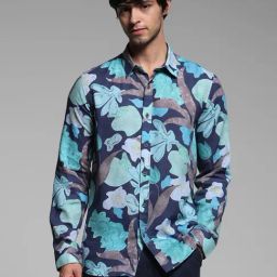 Jack & Jones Mood Indigo Lyocell Slim Fit Printed Shirt-image-67