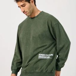 Styli Olive Regular Fit Printed Sweatshirt-image-26