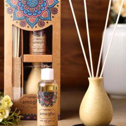 IRIS Ceramic Amogha Tulsi Camphor Reed Diffuser With 100Ml Oil And 8 Reed Sticks-69