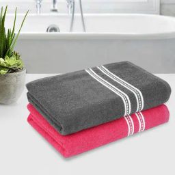 Romee Pink Cotton Solid Bath Towels-image-42
