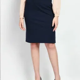 Exude Navy Plain Skirt-picture-32