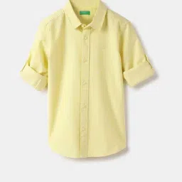 United Colors of Benetton Boys Yellow Cotton Solid Shirts-picture-24