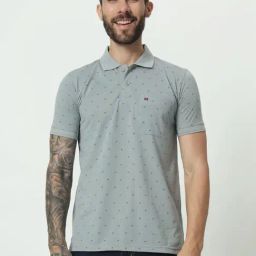Tab91 Grey Regular Fit Printed Polo T-Shirts-image-46