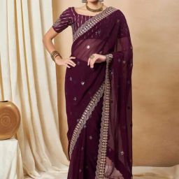 Saree Mall Purple Embellished Saree With Unstitched Blouse-image-55