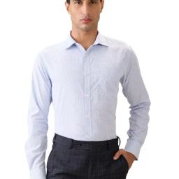 Park Avenue Blue Slim Fit Checkered Formal Shirt-picture-12