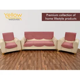 Bajo's Pink Solid Velvet Sofa Cover-image-45